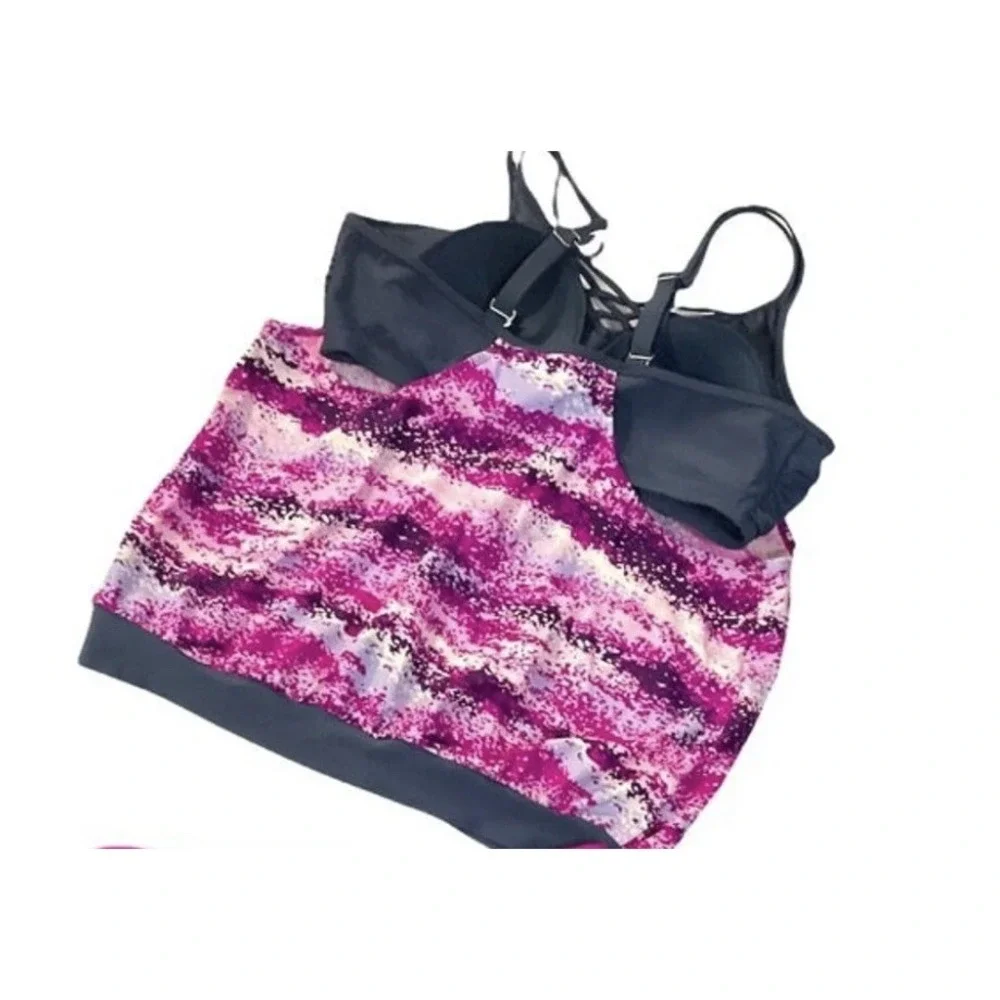 Free Country Blouson Tankini Women Small Modest Athletic Swimwear Quick dry Tank